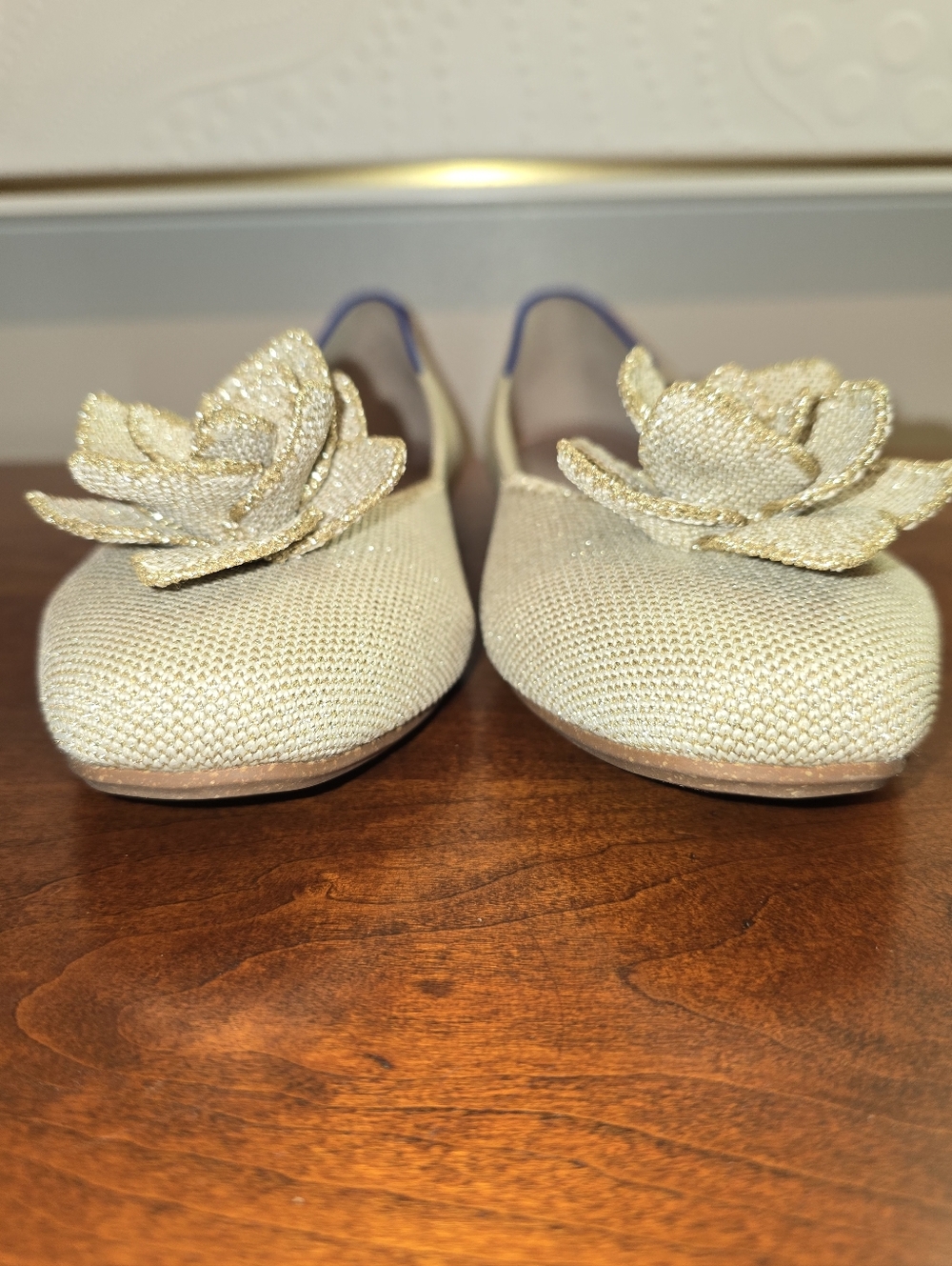 Rothy's Gold Floral Appliqué Ballet Flats - Picture 3 of 7